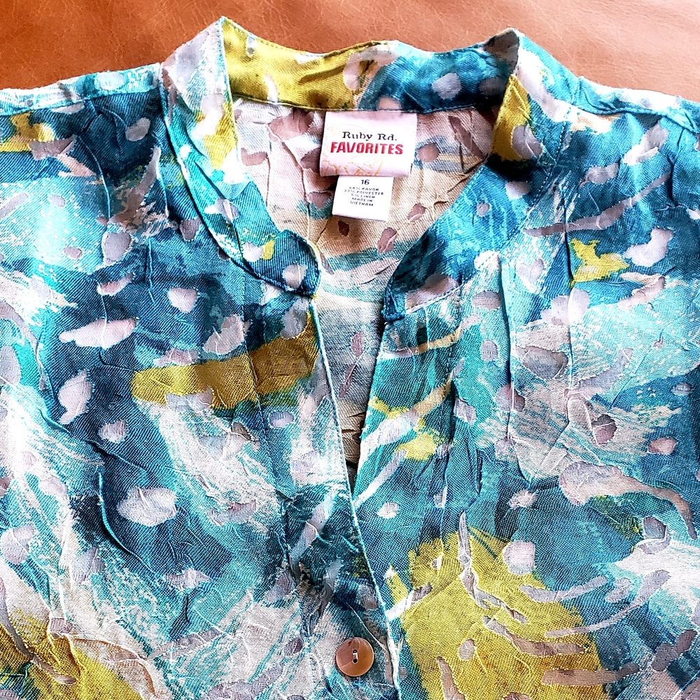 RUBY RD. Floral Burnout Jacket or Layered Top - 16 - NWOT - Picture 4 of 15